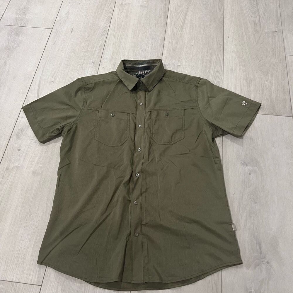 Kuhl Shirt Mens Green Stealth Button Snap Short Sleeve Lightweight Outdoors size